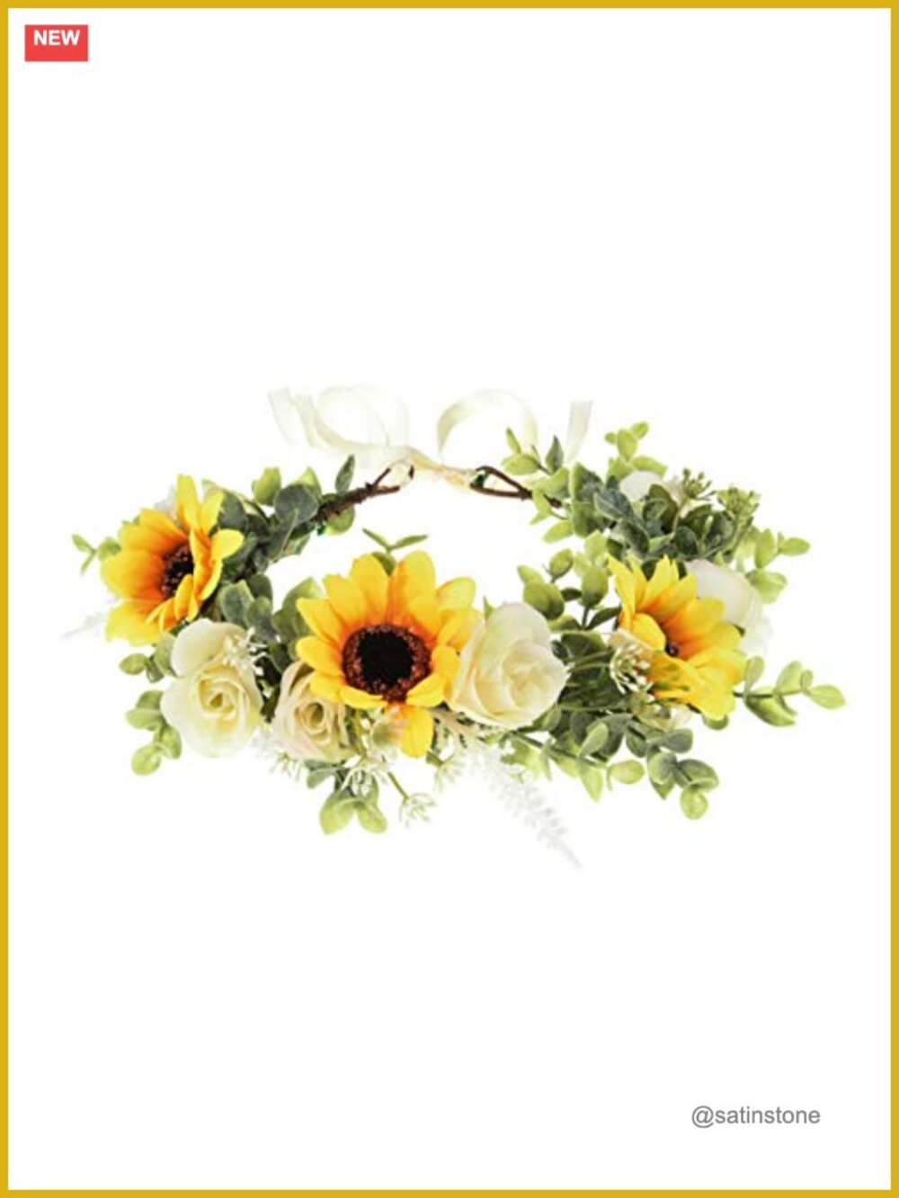 Floral Headband Rose Sunflower Wreath Wedding Bridal Hair Accessory